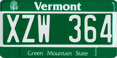 VT license plate XZW364