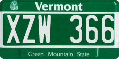 VT license plate XZW366