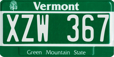 VT license plate XZW367