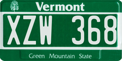 VT license plate XZW368