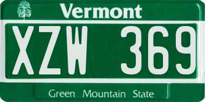 VT license plate XZW369