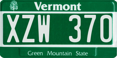 VT license plate XZW370