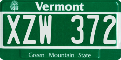 VT license plate XZW372