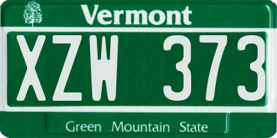 VT license plate XZW373
