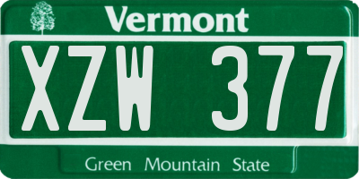 VT license plate XZW377