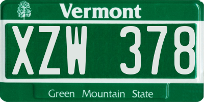 VT license plate XZW378