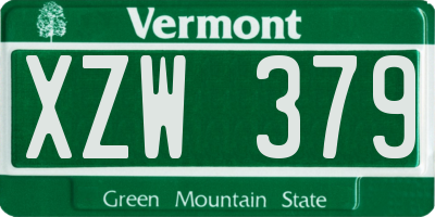 VT license plate XZW379