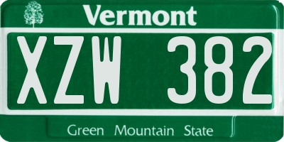 VT license plate XZW382