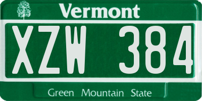 VT license plate XZW384