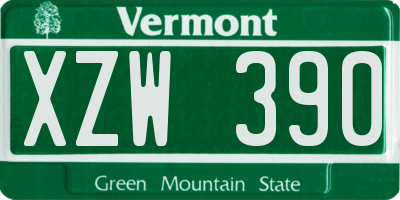 VT license plate XZW390