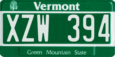VT license plate XZW394