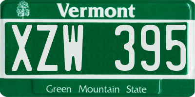 VT license plate XZW395
