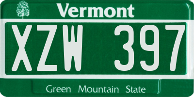 VT license plate XZW397