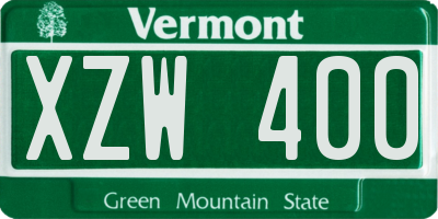 VT license plate XZW400