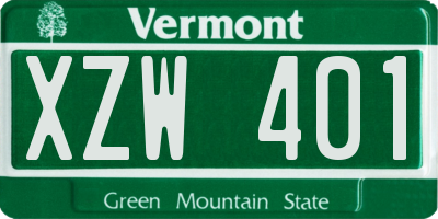 VT license plate XZW401