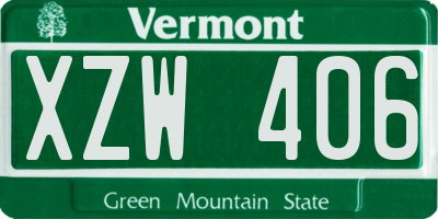 VT license plate XZW406