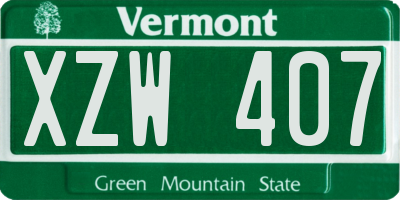 VT license plate XZW407