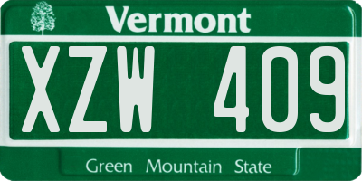 VT license plate XZW409