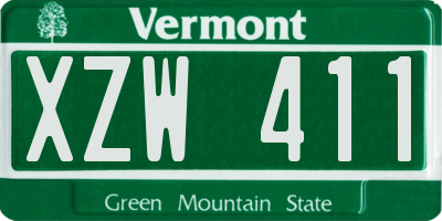 VT license plate XZW411