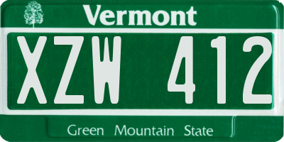 VT license plate XZW412