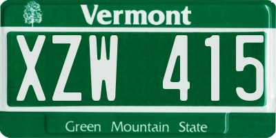 VT license plate XZW415