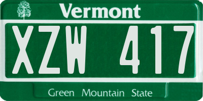 VT license plate XZW417