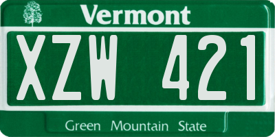 VT license plate XZW421
