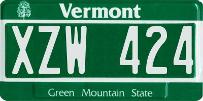 VT license plate XZW424