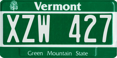VT license plate XZW427