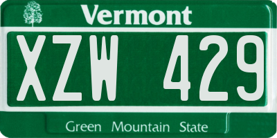 VT license plate XZW429