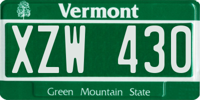 VT license plate XZW430