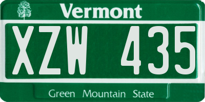 VT license plate XZW435