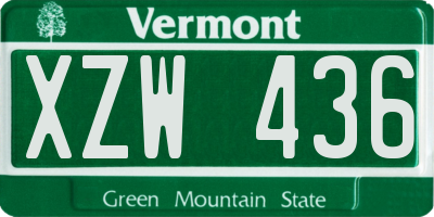VT license plate XZW436