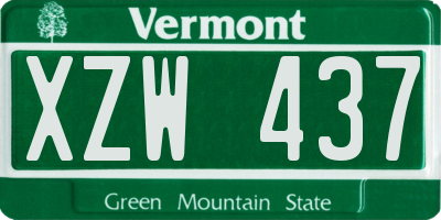 VT license plate XZW437