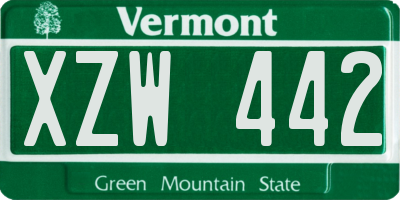 VT license plate XZW442