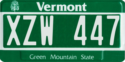 VT license plate XZW447