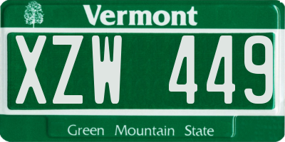 VT license plate XZW449