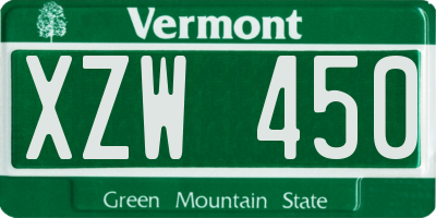 VT license plate XZW450