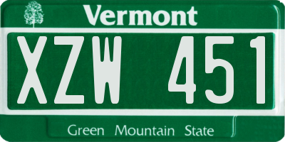 VT license plate XZW451