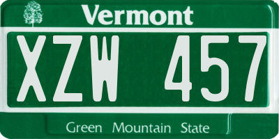 VT license plate XZW457