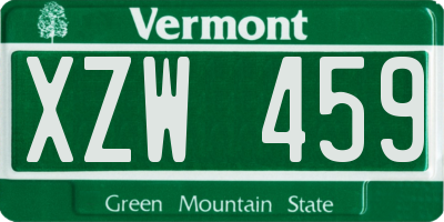 VT license plate XZW459