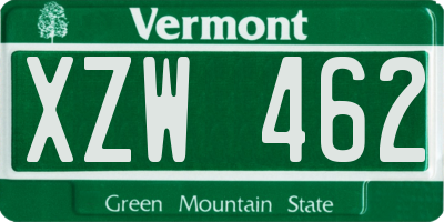 VT license plate XZW462