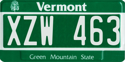 VT license plate XZW463