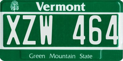 VT license plate XZW464