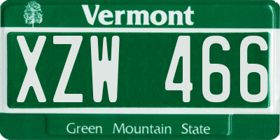 VT license plate XZW466