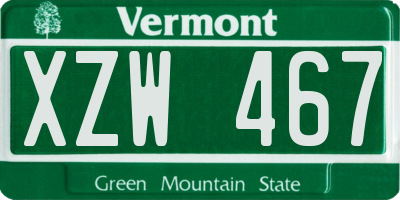 VT license plate XZW467