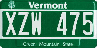 VT license plate XZW475