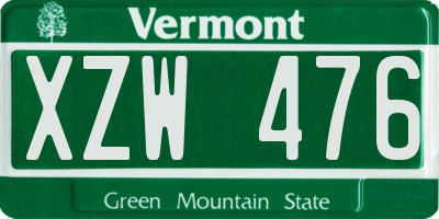 VT license plate XZW476
