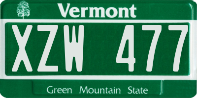VT license plate XZW477