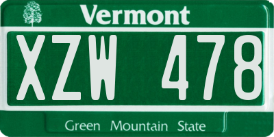 VT license plate XZW478